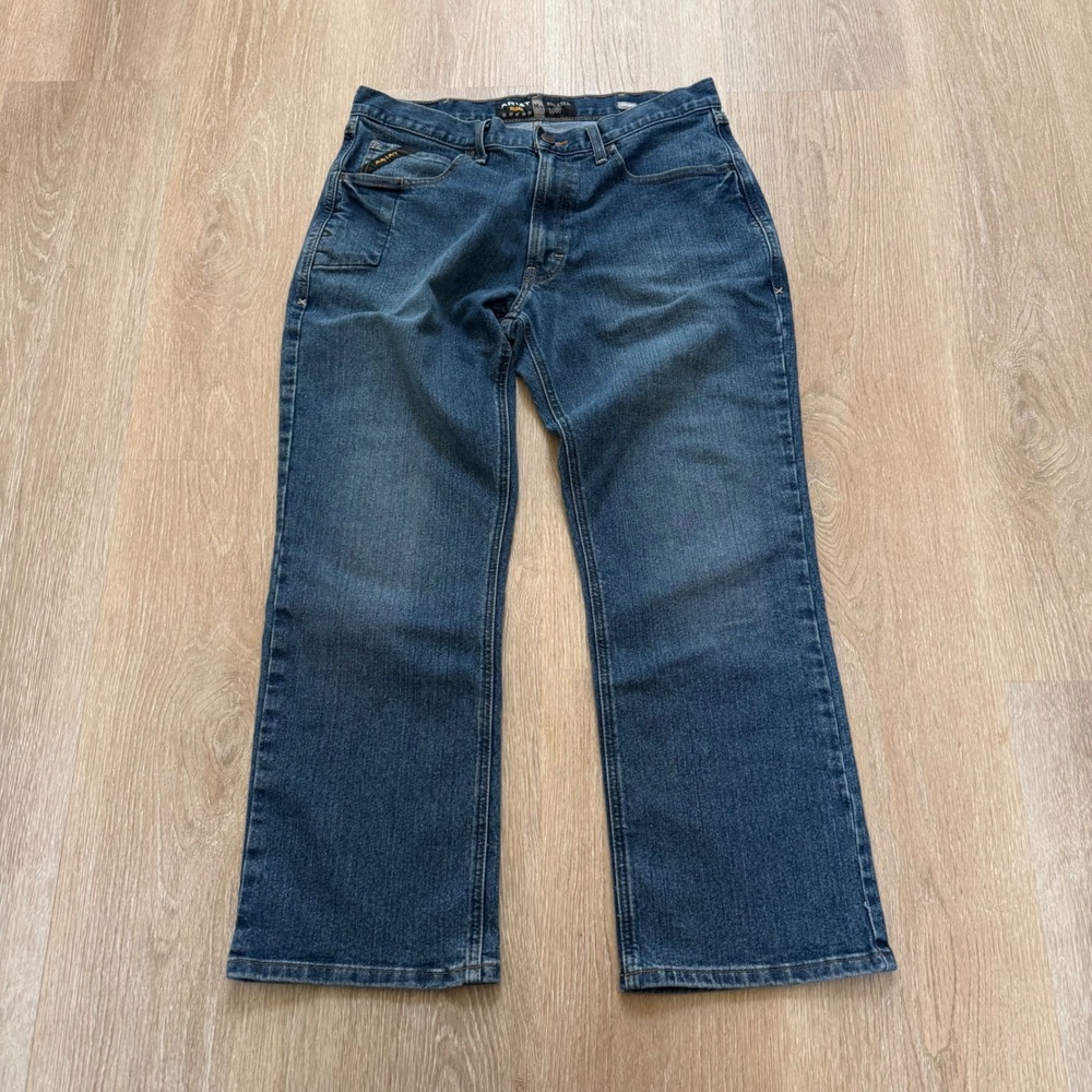 Ariat Rebar M4 Relaxed Boot Jeans Mens 34x30 Blue Denim Workwear Pants